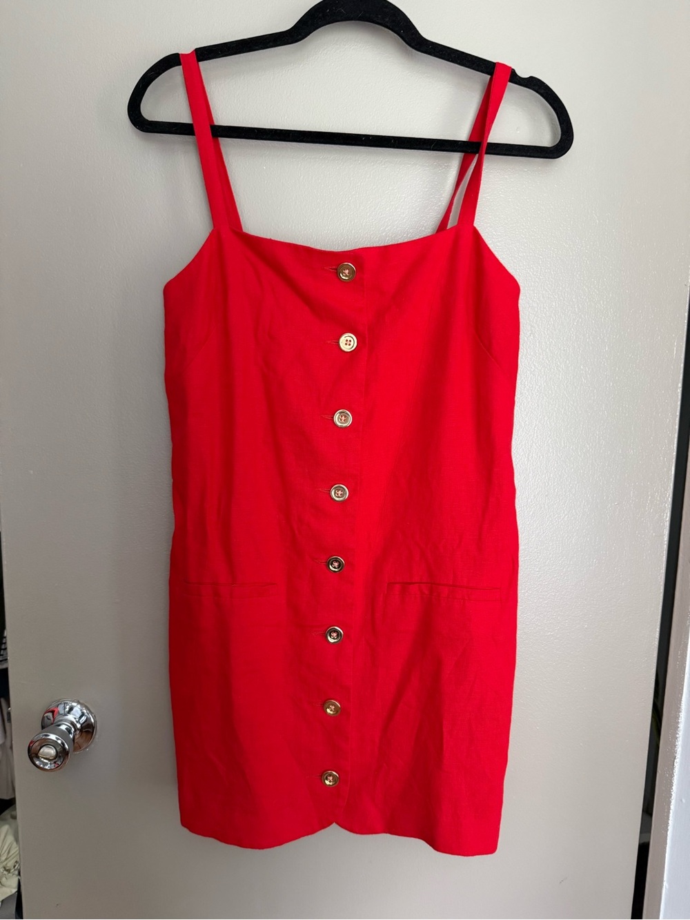 J. Crew Red Button-Front Mini Dress - Picture 1 of 5